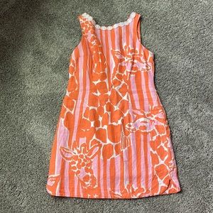 Lily Pulitzer giraffe print linen shift dress size 4